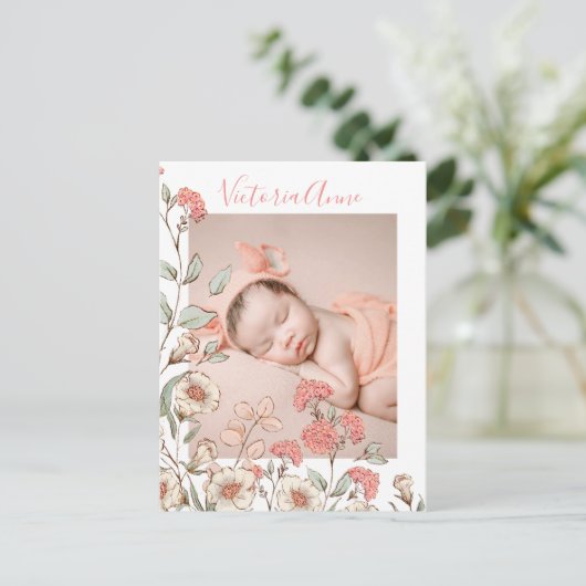 フォトガールフローラ予算誕生のお知らせ ポストカード (スタンド正面)