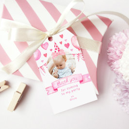 フォトガールボーコケットピンク誕生日ありがとう ギフトタグ