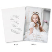 フォトガールモダンファースト聖餐式バラ金ゴールド 箔招待状