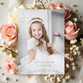 フォトガールモダンファースト聖餐式バラ金ゴールド 箔招待状