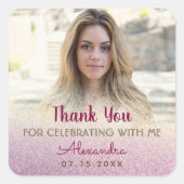 フォトガール誕生日ありがとう スクエアシール (正面)