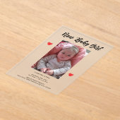 フォトガール誕生曇りアクリルの告知カード アクリル招待状 (レイダウン)