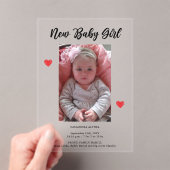 フォトガール誕生発表アクリルカード アクリル招待状 (インサイチュ (ポータブル))
