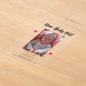 フォトガール誕生発表アクリルカード アクリル招待状 (レイダウン)