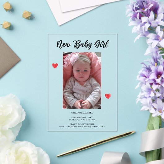 フォトガール誕生発表アクリルカード アクリル招待状 (インサイチュ (ウェディング))