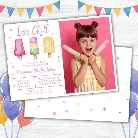 フォトガール 夏 リラックス アイスキャンディー 誕生日 招待状