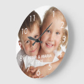 フォトキッズの子供が年を命名 ラージ壁時計 (傾斜)