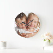 フォトキッズの子供が年を命名 ラージ壁時計 (ホーム)