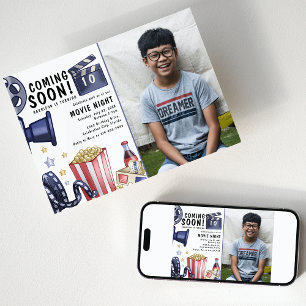 フォトキッズムービーナイト誕生日パーティー 招待状