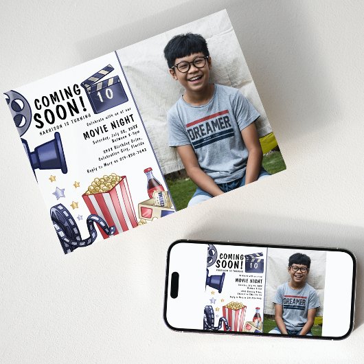 フォトキッズムービーナイト誕生日パーティー 招待状