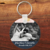 フォトキパーソナライズされたーのチェーンベビーピンクのコスモスW キーホルダー (正面)