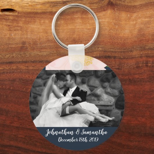 フォトキパーソナライズされたーのチェーンベビーピンクのコスモスW キーホルダー (正面)