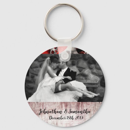 フォトキパーソナライズされたーチェーンカントリーウッド鍵to m キーホルダー (正面)