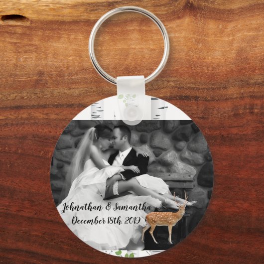 フォトキパーソナライズされたーチェーンディアドードバックウッドラン キーホルダー (正面)