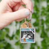 フォトキパーソナライズされたーチェーンブルーウッドバーンドアB キーホルダー (手)