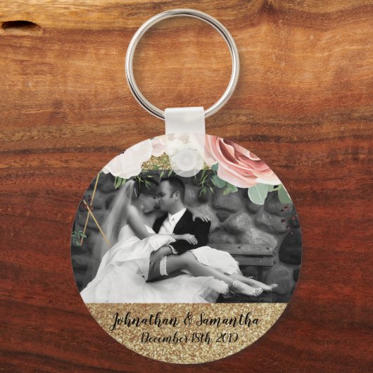 フォトキパーソナライズされたーチェーン幾何学園バラ キーホルダー (正面)