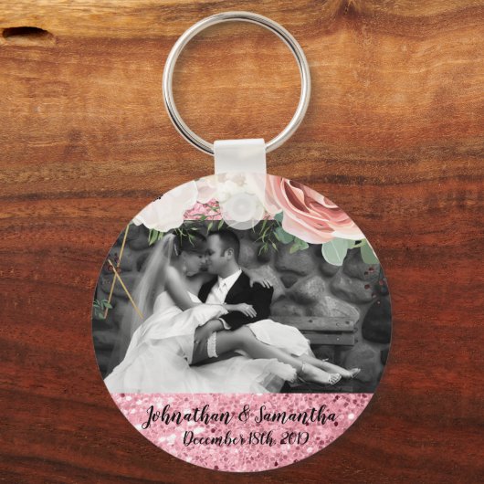 フォトキパーソナライズされたーチェーン幾何学園バラ キーホルダー (正面)