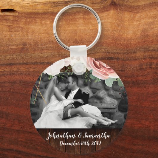 フォトキパーソナライズされたーチェーン幾何学園バラ キーホルダー (正面)