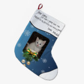 フォトキャットホリデーストッキング親愛Santa ラージクリスマスストッキング (正面 (吊り時))