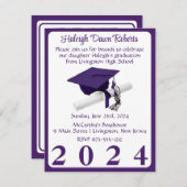 フォトキャップ&ディプロマパープル卒業 招待状 (正面/裏面)