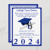 フォトキャップ&ディプロマ王室のブルー卒業 招待状 (正面/裏面)