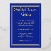 フォトキャップ/ディプロマ/スター王室のズ、ブルー卒業 箔招待状 (裏面)