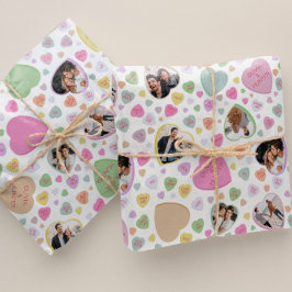 フォトキャンディハートバレンタインのギフトラップ ラッピングペーパー