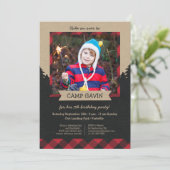 フォトキャ素朴ンピングバースデーパーティ招待状 招待状 (スタンド正面)