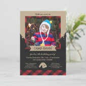 フォトキャ素朴ンピングバースデーパーティ招待状 招待状 (スタンド正面)