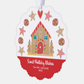 フォトキュートなジンジャーブレッド甘い休日の願い素朴 オーナメントカード (左)