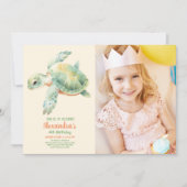 フォトキュートザシーアンダーベビー誕生日 招待状 (正面)