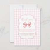 フォトキュートピンクボウブライダルシャワー サンキューカード (正面)