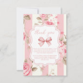 フォトキュートピンクボウブライダルシャワー サンキューカード (正面)
