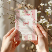 フォトキュートピンクボウブライダルシャワー サンキューカード