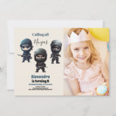 フォトキュート忍者戦士子供の誕生日パーティー 招待状 (正面)