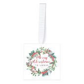 フォトキューブオーナメントメリークリスマスリース キューブオーナメント (正面)