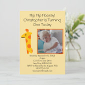 フォトキリン・オレンジと黄色の誕生日 招待状 (スタンド正面)