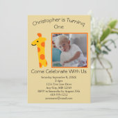 フォトキリン・オレンジと黄色の誕生日 招待状 (スタンド正面)