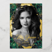 フォトキンセアニェラエメラルドバラ金ゴールドレース 箔招待状 (正面)