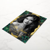 フォトキンセアニェラエメラルドバラ金ゴールドレース 箔招待状 (回転した状態)