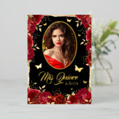 フォトキンセアニェラレッド金ゴールドバラバタフライ 箔招待状 (立ち正面)