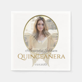 フォトキンセアニェラ15誕生日金ゴールド蝶 スタンダードカクテルナプキン