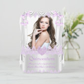 フォトキンセアニェラ15th薄紫ハートシルクレース 招待状 (スタンド正面)