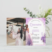 フォトキンセアニラパープルドレスフローラ蝶 招待状 (スタンド正面)