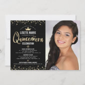 フォトキンセアニラブラック金ゴールドグリッターガーリーティアラ 招待状 (正面)