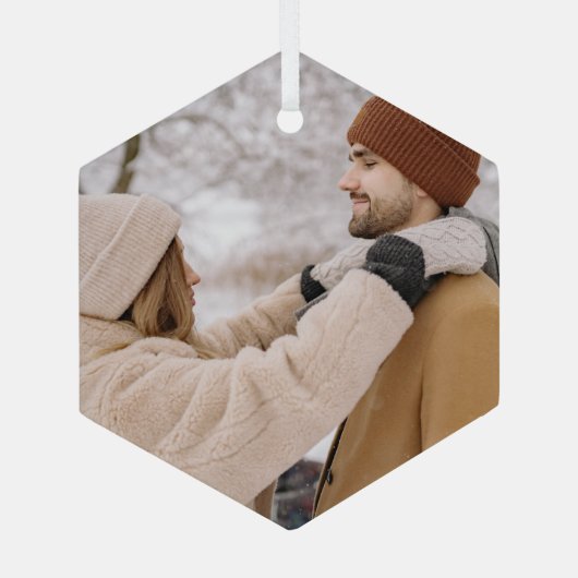 フォトギフトカスタムパーソナライズされた ガラスオーナメント (裏面)