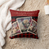 フォトギフトクリスマスバッファロープレイドファミリーツリー クッション (ブランケット)