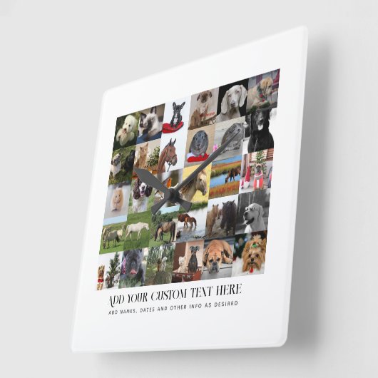 フォトギフトテンプレートファミリーフレンドペットカスタム スクエア壁時計 (傾斜)