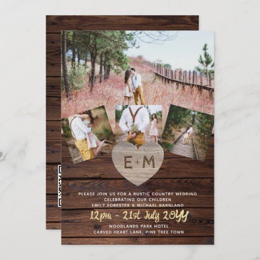 フォトギフトテンプレートファミリーフレンドペットカスタム 招待状 (正面/裏面)