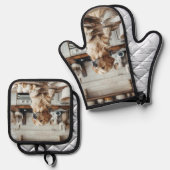 フォトギフトペットドッグキャットファミリー 鍋つかみ&鍋敷きセット (正面/裏面)